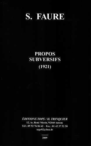 Stock image for Propos subversifs (1921) for sale by Gallix