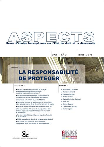 Beispielbild fr la responsabilit de protger (aspects 2008/2) zum Verkauf von Chapitre.com : livres et presse ancienne