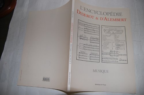 Stock image for L'Encyclopdie Diderot & d'Alembert, Volume 16: Musique; Recueil de planches, sur les sciences, les arts libraux, et les arts mchaniques, avec leur explication for sale by BISON BOOKS - ABAC/ILAB