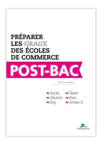 Stock image for Prparer les oraux des coles de commerce Post-Bac for sale by Ammareal