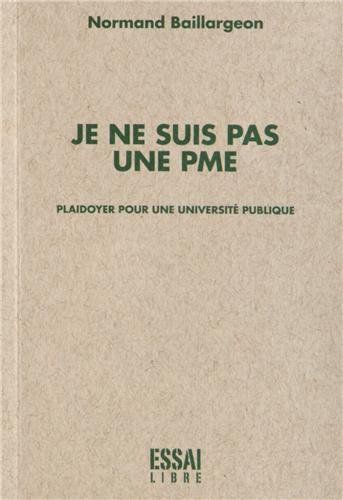 Beispielbild fr Je ne suis pas une PME zum Verkauf von Librairie La Canopee. Inc.