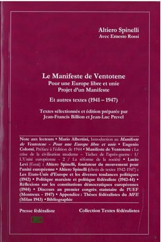 Beispielbild fr Le Manifeste de Ventotene zum Verkauf von Gallix