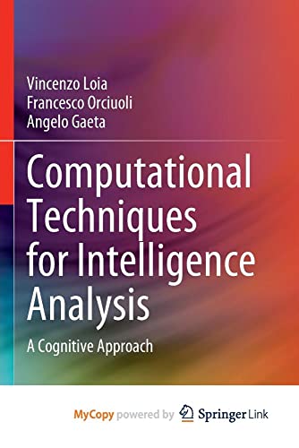 Stock image for Computational Techniques for Intelligence Analysis for sale by PBShop.store US