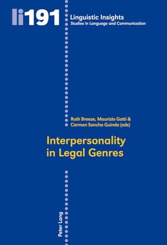 9783034315241: Interpersonality in Legal Genres (Linguistic Insights)