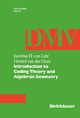 Stock image for Introduction to Coding Theory and Algebraic Geometry for sale by Books Puddle