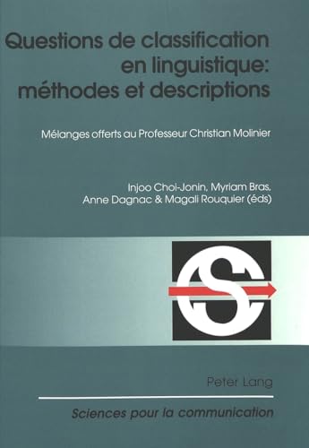 Imagen de archivo de Questions de classification en linguistique: mthodes et descript a la venta por Librairie La Canopee. Inc.