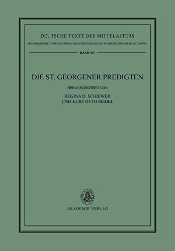 9783050049182: Die St. Georgener Predigten (Deutsche Texte des Mittelalters, 90) (German Edition)