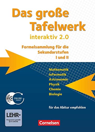 Beispielbild fr Das groe Tafelwerk interaktiv 2.0 - Formelsammlung fr die Sekundarstufen I und II - Allgemeine Ausgabe (auer Niedersachsen und Bayern) zum Verkauf von rebuy recommerce GmbH