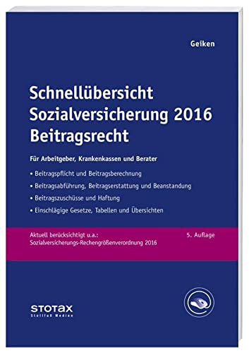 9783083145042: Schnellbersicht Sozialversicherung 2016 Beitragsrecht