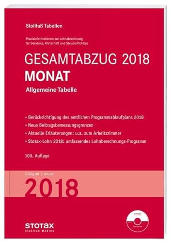 Stock image for Tabelle, Gesamtabzug 2018 Monat: Bundesweit gltige Ausgabe for sale by medimops