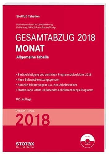 9783083336181: Tabelle, Gesamtabzug 2018 Monat: Allgemeine Tabelle. Bundesweit gltige Ausgabe