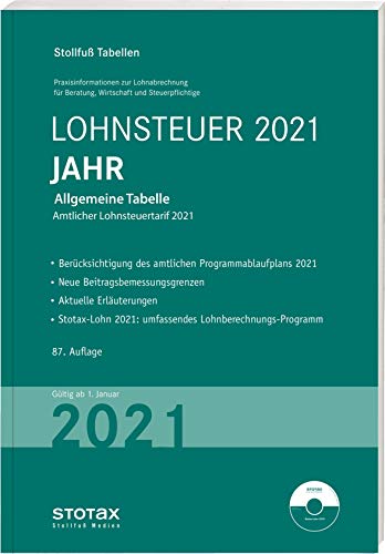 Stock image for Tabelle, Lohnsteuer 2021 Jahr: mit 8 % + 9 % Kirchensteuer for sale by medimops