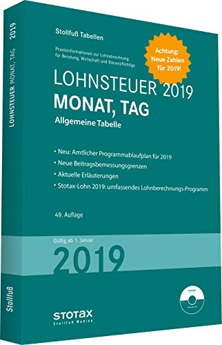 Stock image for Tabelle, Lohnsteuer 2019 Monat, Tag: mit 8 % + 9 % Kirchensteuer for sale by medimops