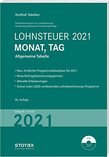 Stock image for Tabelle, Lohnsteuer 2021 Monat, Tag: mit 8 % + 9 % Kirchensteuer for sale by medimops
