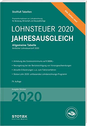 Stock image for Tabelle, Lohnsteuer Jahresausgleich 2020: Allgemeine Tabelle for sale by medimops