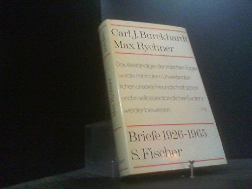 9783100090027: Carl J. Burckhardt, Max Rychner. Briefe 1926 - 1965