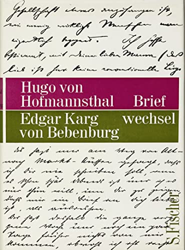 9783100315304: Briefwechsel Hofmannsthal / Karg von Bebenburg