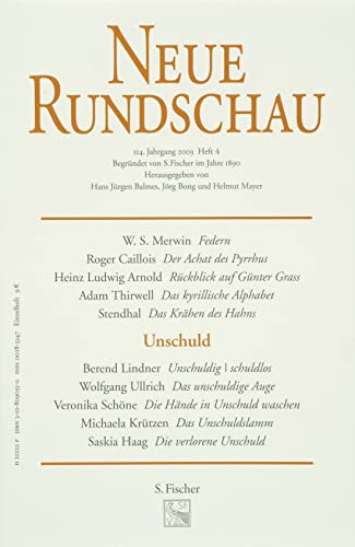 Neue Rundschau 2003/4: Unschuld - Unknown Author