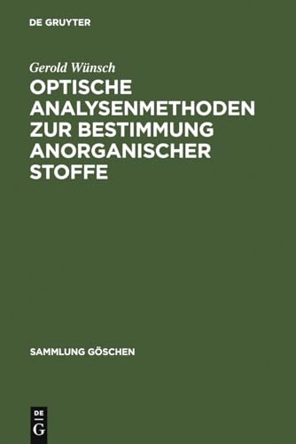 9783110039085: Optische Analysenmethoden Zur Bestimmung Anorganischer Stoffe