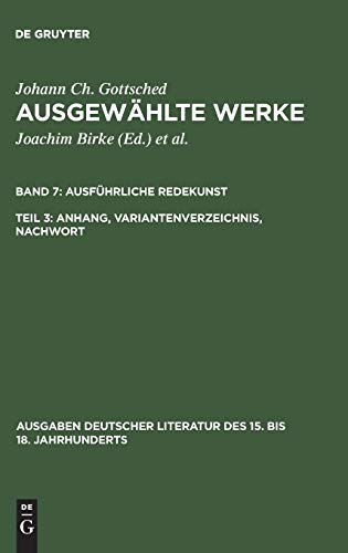 Imagen de archivo de Ausgewählte Werke; Bd 7/Tl 3; Anhang; Variantenverzeichnis; Nachwort a la venta por Ria Christie Collections
