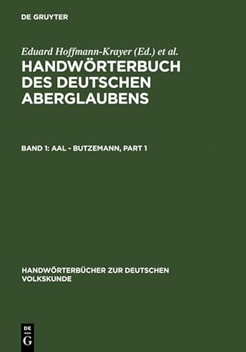 9783110065893: Aal - Butzemann (Handwrterbcher Zur Deutschen Volkskunde)