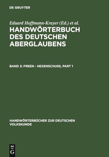 9783110065916: Freen - Hexenschu (Handwrterbcher zur deutschen Volkskunde) (German Edition)