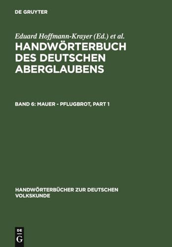 9783110065947: Mauer - Pflugbrot (Handwrterbcher Zur Deutschen Volkskunde)