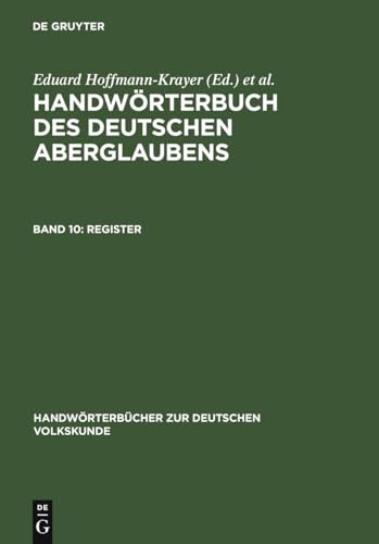 9783110065985: Register (Handwrterbcher Zur Deutschen Volkskunde)