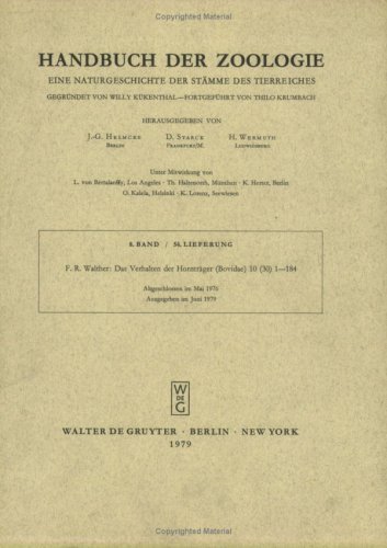 9783110074338: Handbuch der Zoologie /Handbook of Zoology Bd 8: Das Verhalten der Horntrger (Bovidae): Lfg 54 (Livre en allemand)