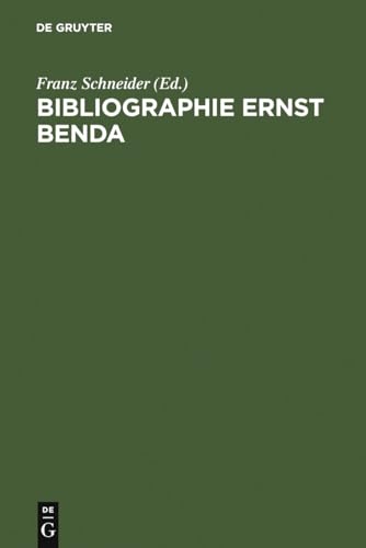 9783110098020: Bibliographie Ernst Benda