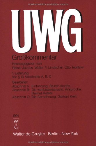 9783110101492: UWG: Grosskommentar