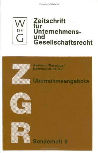 Stock image for  bernahmeangebote (Zeitschrift Für Unternehmens- Und Gesellschaftsrecht/Zgr - S) (German Edition) for sale by Books From California