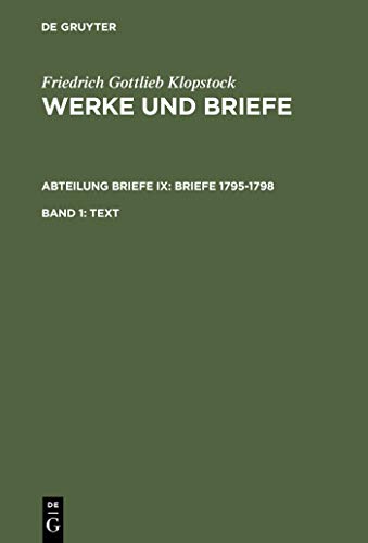 Beispielbild fr Text (Klopstock, Friedrich G.: Werke Und Briefe) (German Edition) zum Verkauf von Atticus Books