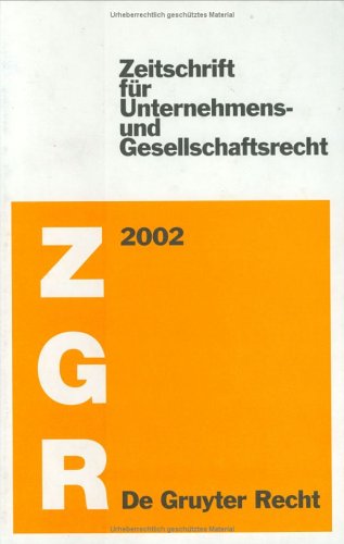 9783110155518: Zgr, Gesamtregister 1972-1996: Zeitschrift Fur Unternehmens, Und Gesellschaftsrecht