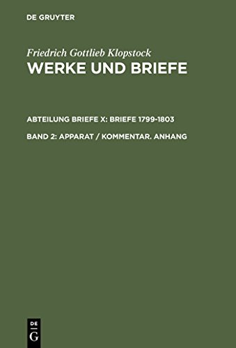 Imagen de archivo de Apparat / Kommentar. Anhang (Klopstock, Friedrich G.: Werke Und Briefe) a la venta por Nauka Japan LLC