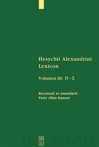 9783110178524: Hesychii Alexandrini Lexicon (3)