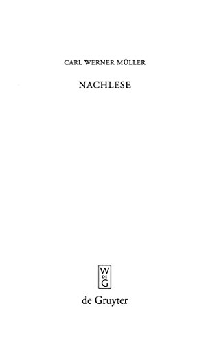 Nachlese: Kleine Schriften 2 (BeitrÃ¤ge zur Altertumskunde, 267) (German Edition) (9783110201284) by MÃ¼ller, Carl Werner