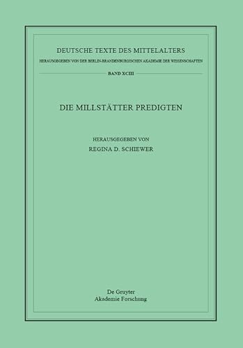 Stock image for Die Millstatter Predigten (Deutsche Texte Des Mittelalters) for sale by Revaluation Books