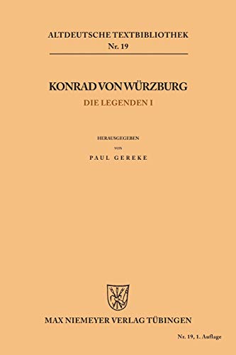 9783110483949: Die Legenden I: 19 (Altdeutsche Textbibliothek)