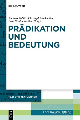 Stock image for Prdikation und Bedeutung (Issn, 1) (German Edition) for sale by Opalick