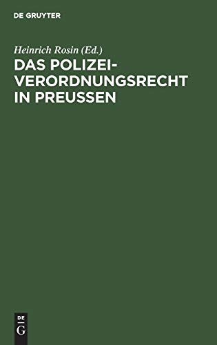 Beispielbild fr Das Polizeiverordnungsrecht in Preuen zum Verkauf von Buchpark