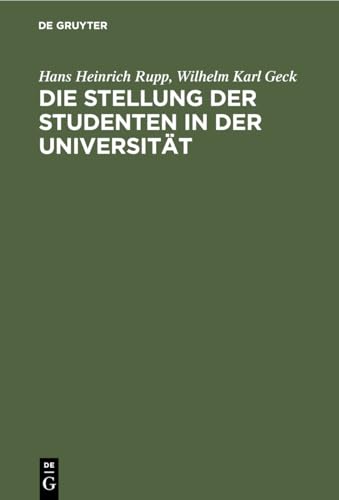 9783112308950: Die Stellung der Studenten in der Universitt