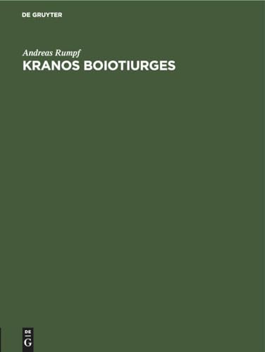 9783112505571: Kranos boiotiurges: Einzelausgabe