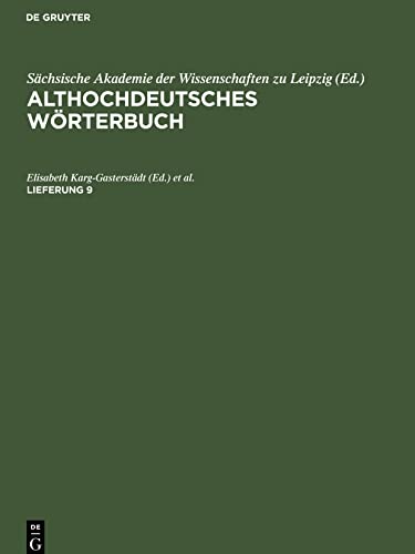 9783112562918: ALTHOCHDT. WB LFG. 9 AHDWB (German Edition)
