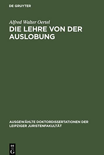 Stock image for Die Lehre von der Auslobung -Language: german for sale by GreatBookPrices
