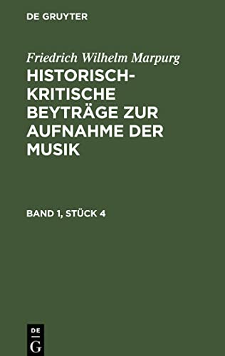 Beispielbild fr Historisch-kritische Beyträge zur Aufnahme der Musik -Language: german zum Verkauf von GreatBookPricesUK