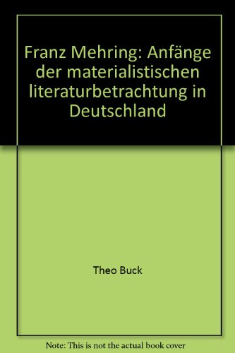 Imagen de archivo de Anfnge der materialistischen Literaturbetrachtung in Deutschland a la venta por medimops