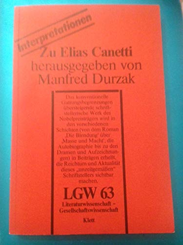 9783123978005: Zu Elias Canetti (LGW-Interpretationen) (German Edition)