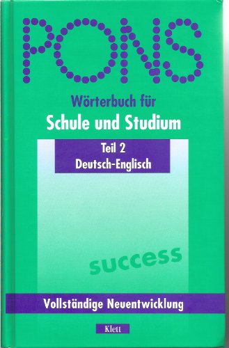 Beispielbild fr PONS Wrterbuch fr Schule und Studium, Deutsch-Englisch, Teil II zum Verkauf von medimops