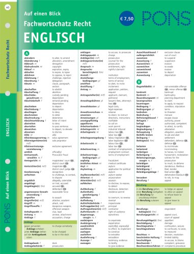 Stock image for Fachwortschatz auf einen Blick. Deutsch - Englisch. Recht. RSR 2006 for sale by medimops
